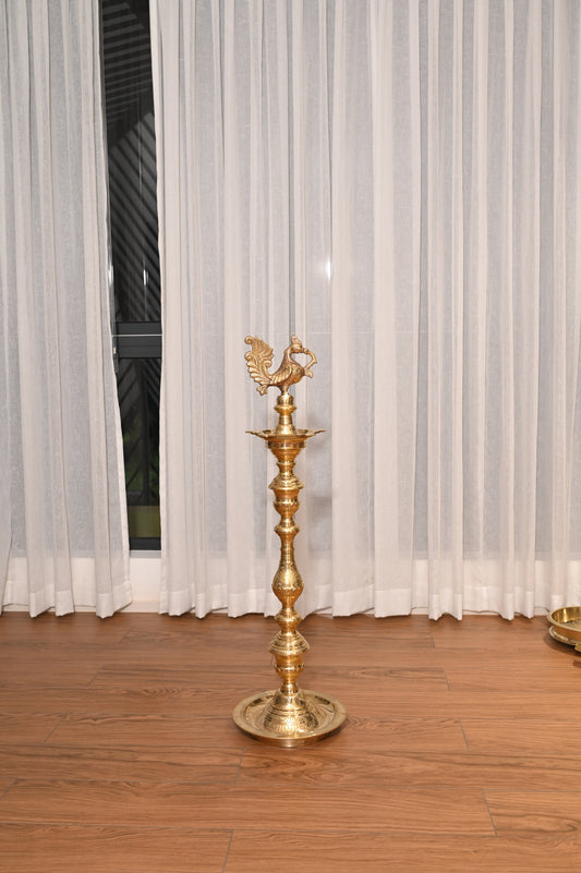 Peacock Brass Oil Lamp - Medium