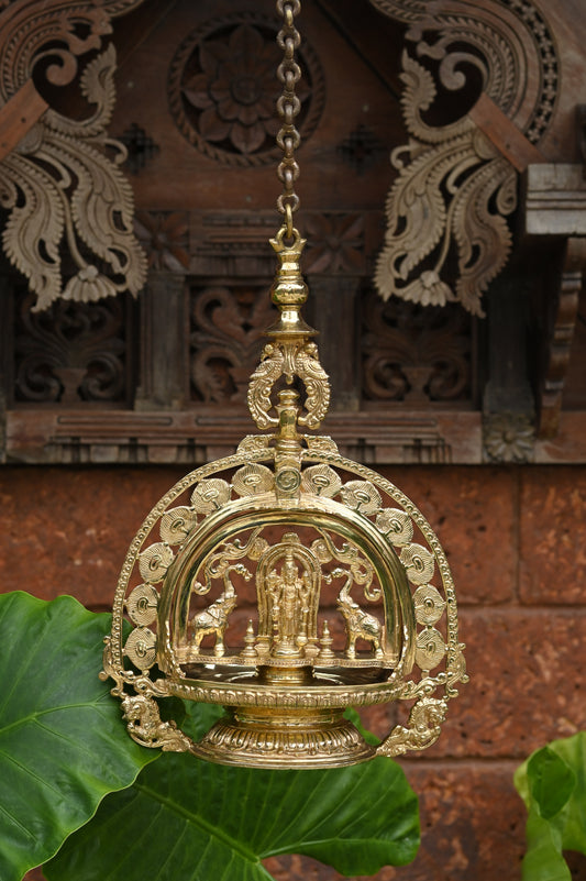 Brass Hanging Guruvayoorappan Oil Lamp