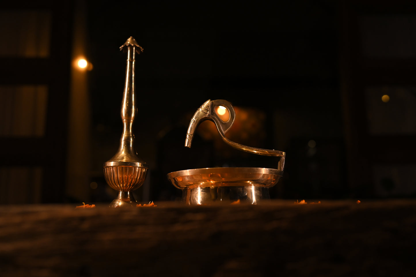 Kerala Brass Kodivilakku and Perfume Sprinkler