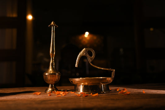 Kerala Brass Kodivilakku and Perfume Sprinkler